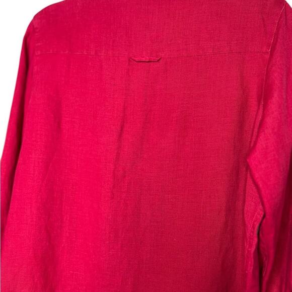Kate Hill Red Linen Button Up Blouse Size PM - Picture 7 of 9